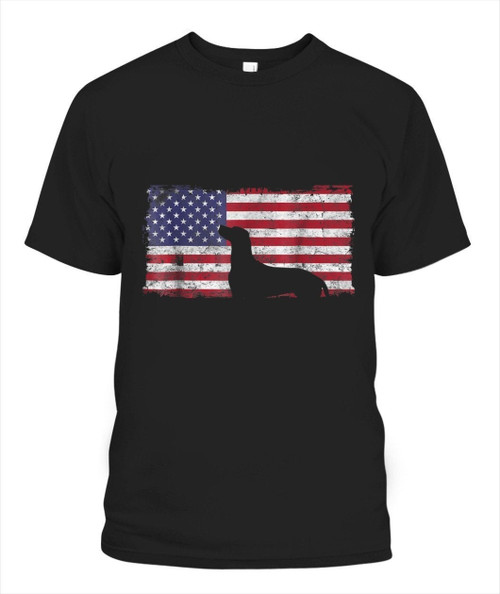 4th Of July vizsla Dog American Flag Unisex T Shirt | Adult | D1783