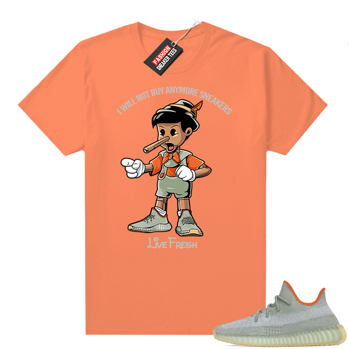 Yeezy boost 350 Desert Sage Match Shirt " Orange " Sneakerhead Pinocchio
