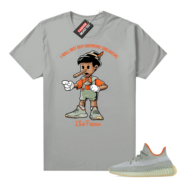 Yeezy boost 350 Desert Sage Match Shirt " Grey " Sneakerhead Pinocchio