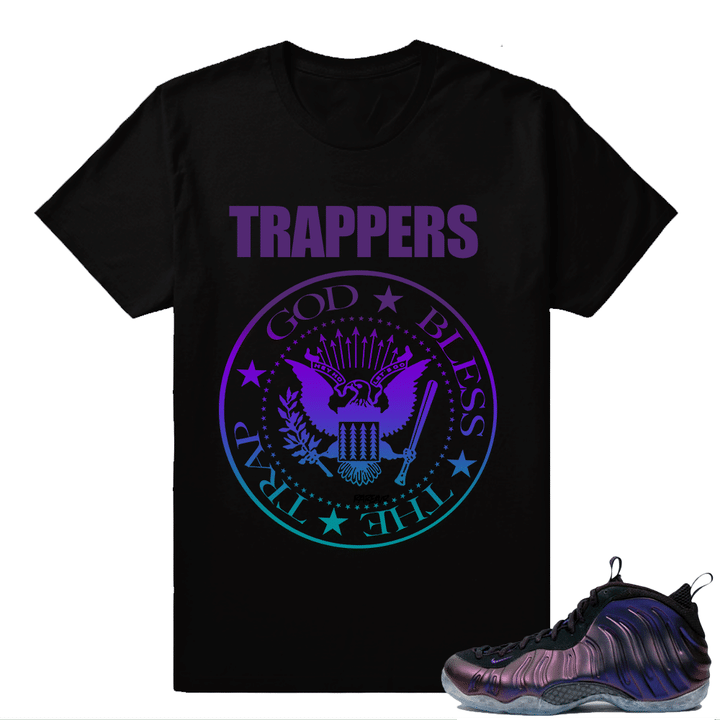 Nike Foamposites " Trappers matching Eggplant t shirt " Black
