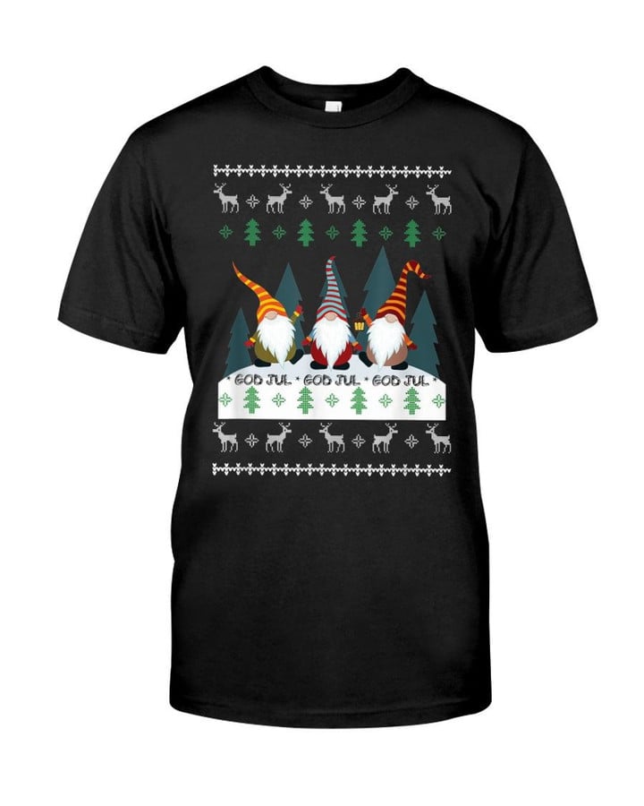 God Jul Ugly Christmas Shirt With Gnomes Nisse  Unisex T-Shirt