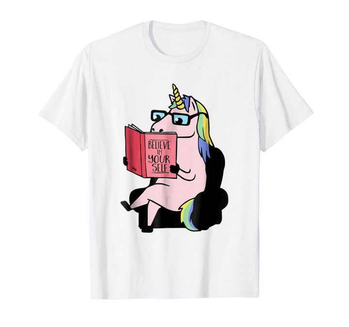 Unicorn t shirt believe in yourself motivational book lovers