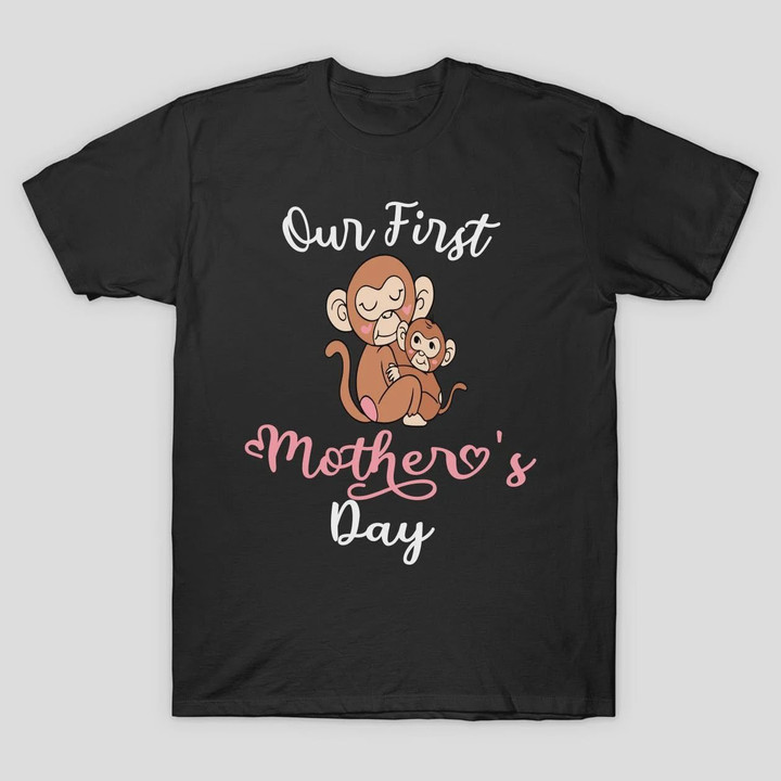 Our First Mother's Day T-Shirt Grandmom Mama T Shirt Grandma Mother Tees Grandma Shirts Mommy Tshirt Birthday Anniversary Mothers Day Shirt Monkey Mom To Be Pregnancy