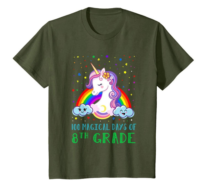 100 Magical Days Of School 8th Grade Unicorn 100 Day T-shirt