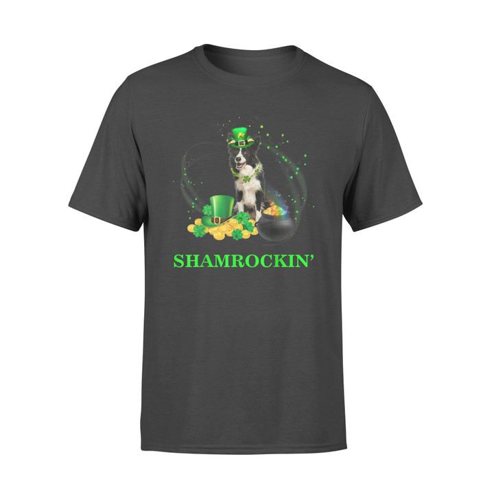 Shamrockin Border Collie St Patricks Day Dog GiftsT-Shirt