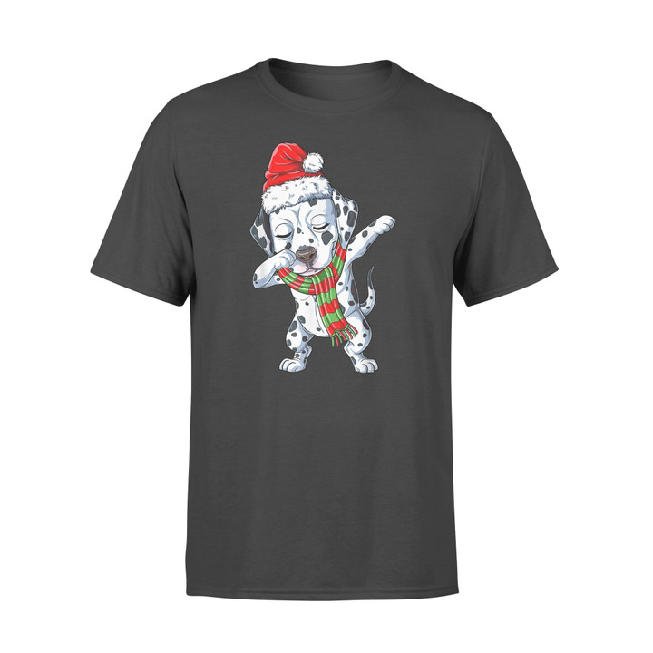 Dabbing Dalmatian Santa Christmas Kids Boys Xmas Dog T-Shirt