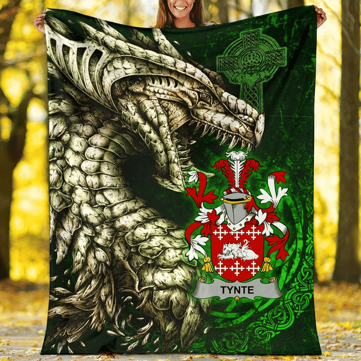 Ireland Premium Blanket - Tynte Family Crest Blanket - Dragon Claddagh Cross A7