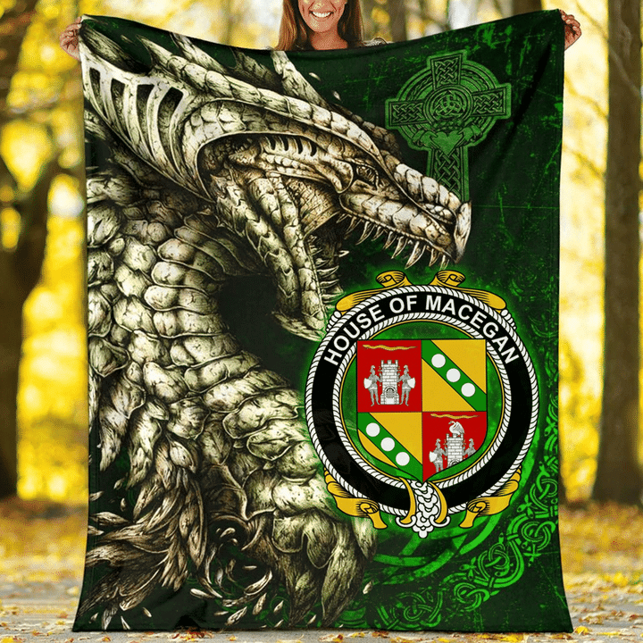 Ireland Premium Blanket - House of MACEGAN Family Crest Blanket - Dragon Claddagh Cross A7