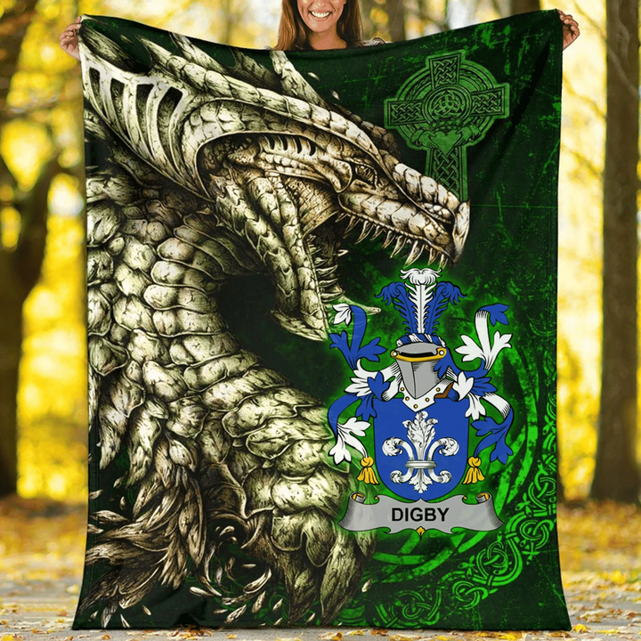 Ireland Premium Blanket - Digby Family Crest Blanket - Dragon Claddagh Cross A7