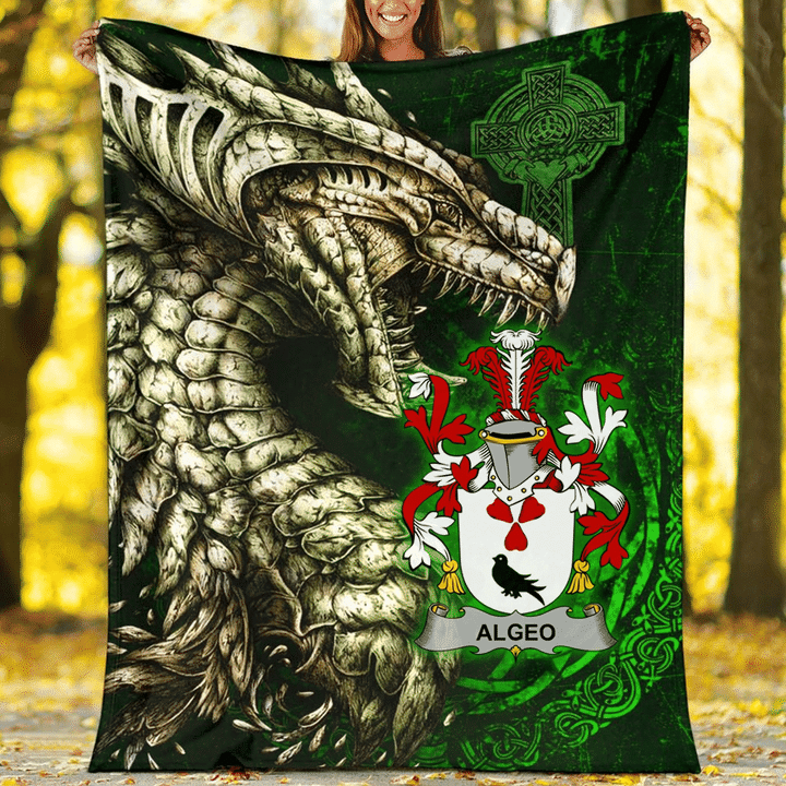 Ireland Premium Blanket - Algeo Family Crest Blanket - Dragon Claddagh Cross A7