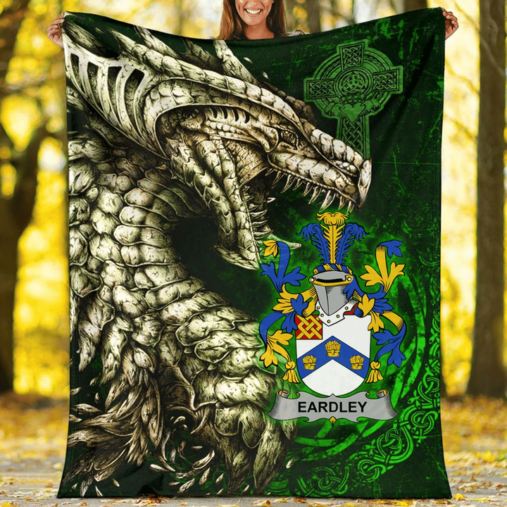 Ireland Premium Blanket - Eardley Family Crest Blanket - Dragon Claddagh Cross A7
