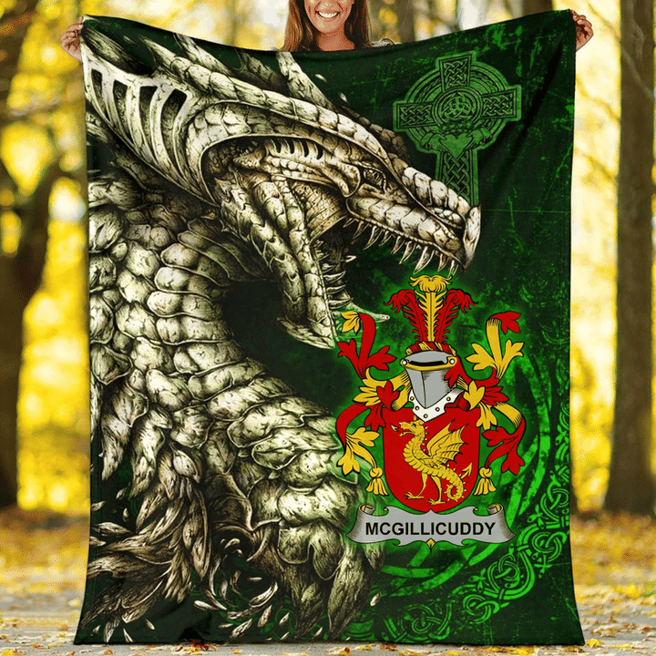 Ireland Premium Blanket - McGillicuddy Family Crest Blanket - Dragon Claddagh Cross A7