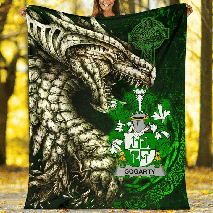 Ireland Premium Blanket - Gogarty Family Crest Blanket - Dragon Claddagh Cross A7