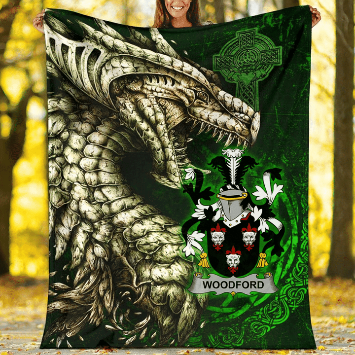 Ireland Premium Blanket - Woodford Family Crest Blanket - Dragon Claddagh Cross A7