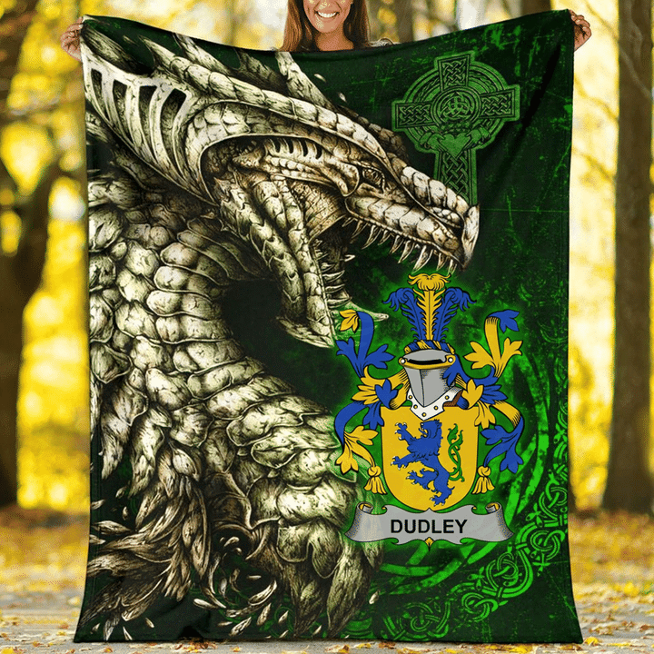 Ireland Premium Blanket - Dudley Family Crest Blanket - Dragon Claddagh Cross A7