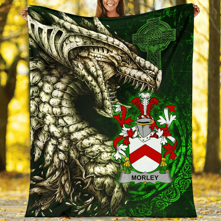 Ireland Premium Blanket - Morley Family Crest Blanket - Dragon Claddagh Cross A7