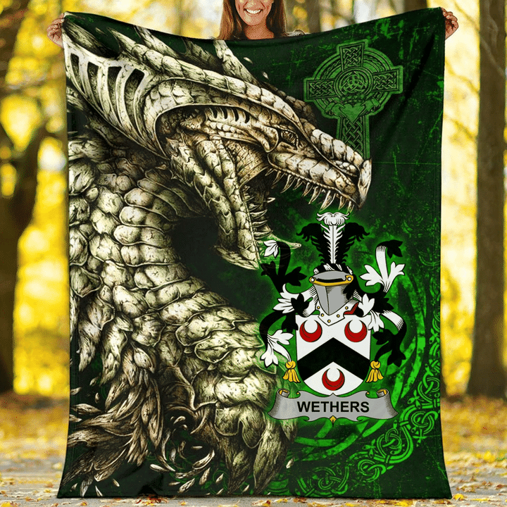 Ireland Premium Blanket - Wethers Family Crest Blanket - Dragon Claddagh Cross A7
