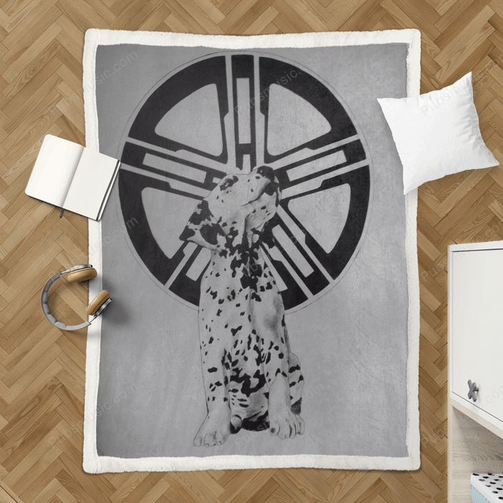 Dalmatian with wheel rim  - Pop Art Sherpa Fleece Blanket