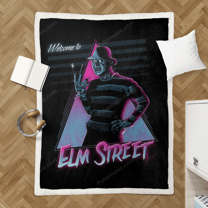 Welcome to Elm Street - 80s Retro Sherpa Fleece Blanket