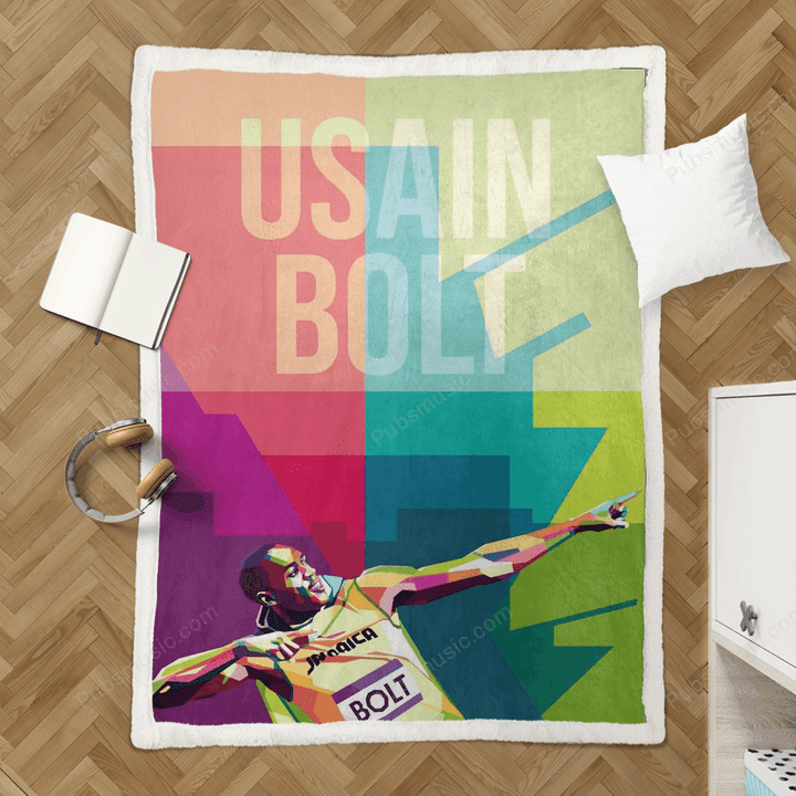 Usain Bolt Jamaica - Sports Pop Art Sherpa Fleece Blanket