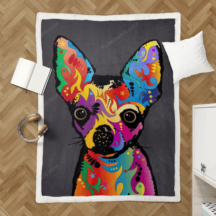 Chihuahua Dog - Dogs Pop Art Sherpa Fleece Blanket