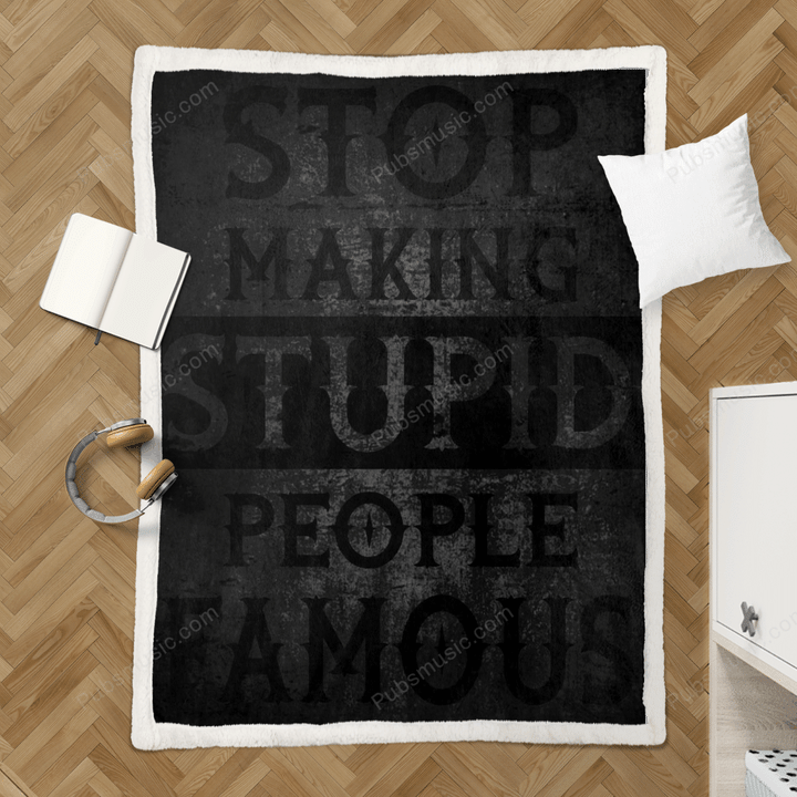 Stop Stupid People - Retro Old School Sherpa Fleece Blanket