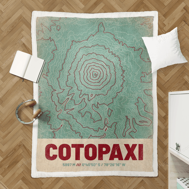 Cotopaxi Topographic Map - Topographic Maps Retro Sherpa Fleece Blanket