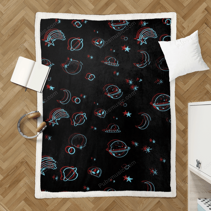Retro space hallucination - Retro Wallpaper Sherpa Fleece Blanket
