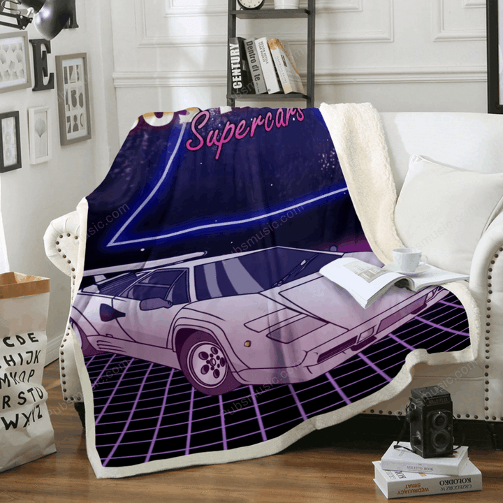 80s Retro Supercars - Automotives Sherpa Fleece Blanket