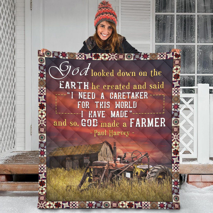 God Made A Farmer With Tractor TTGG29 Awesome 3D Customized Sherpa Fleece Blanket Hip