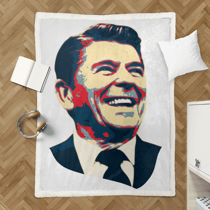 Ronald Reagan Happy - Pop Art Portraits Sherpa Fleece Blanket