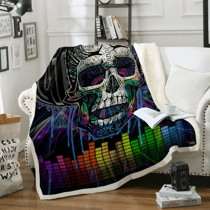 Rad Laser Skull Music Show - Chill Vibes Art For Fans Sherpa Fleece Blanket