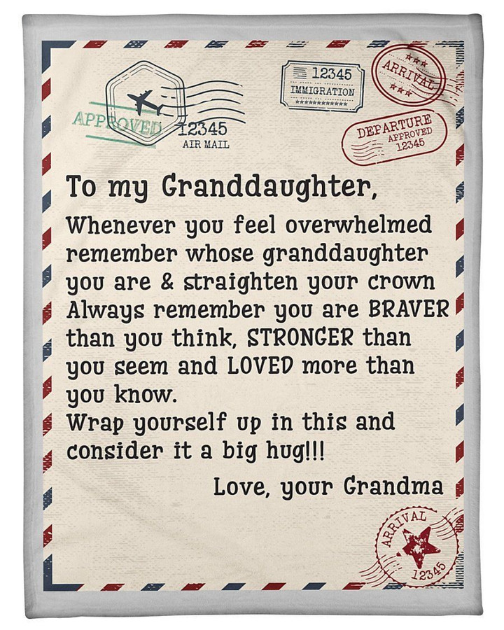 Love Message Gift From Grandma To Granddaughter Fleece Blanket Fleece Blanket