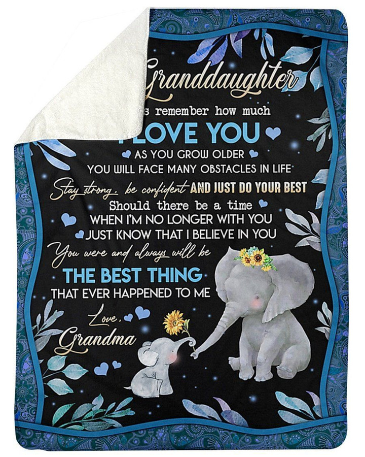 Lovely Elephants I Believe In You Grandma To Granddaughter Fleece Blanket Sherpa Blanket