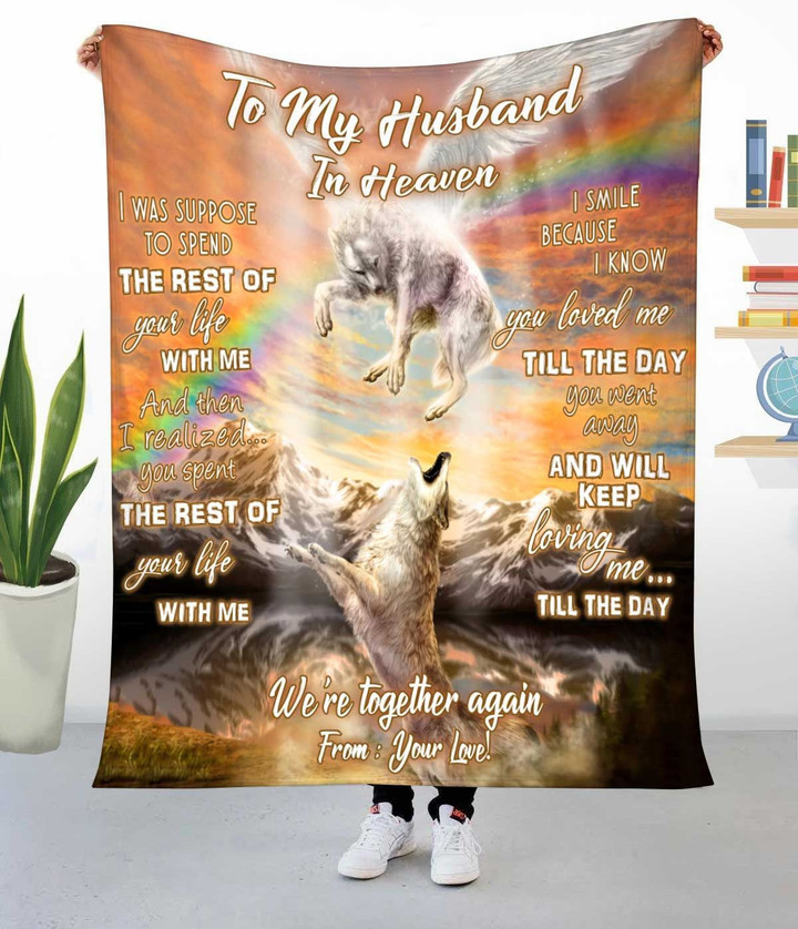 Gift For Husband In Heaven We Are Together Again Fleece Blanket