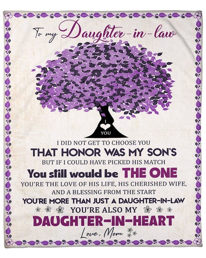 You're Also My Daughter In Heart Purple Tree To Daughter In Law Fleece Blanket Fleece Blanket