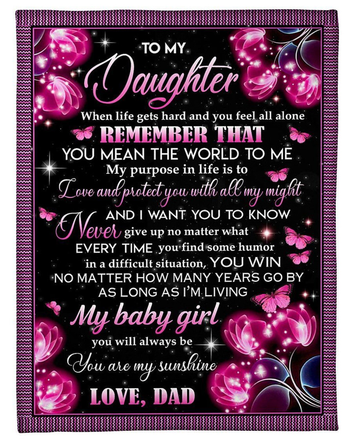 Present For Daughter Love And Protect You With All My Might Fleece Blanket Fleece Blanket