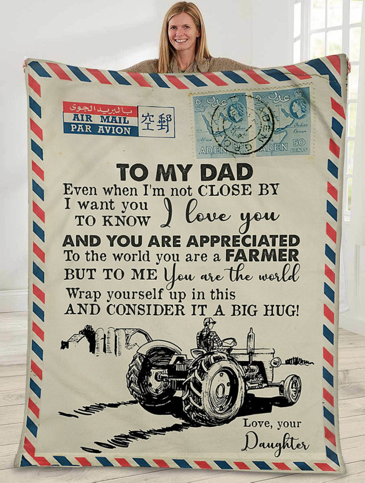 Gift for dad - Mail letter farmer dad - Father's day gifts | Colorful | 3D Print Fleece Blanket |30x40 50x60 60x80inch