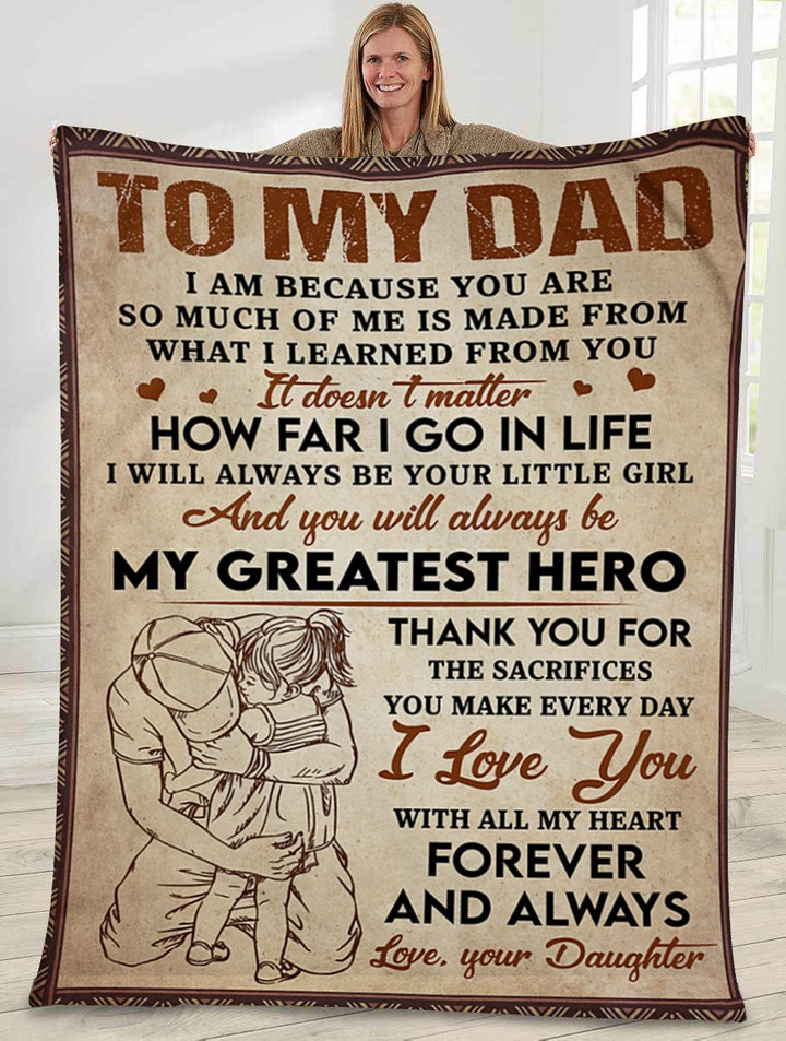 Gift for dad - My greatest hero daughter - Father's day gifts | Colorful | 3D Print Fleece Blanket |30x40 50x60 60x80inch