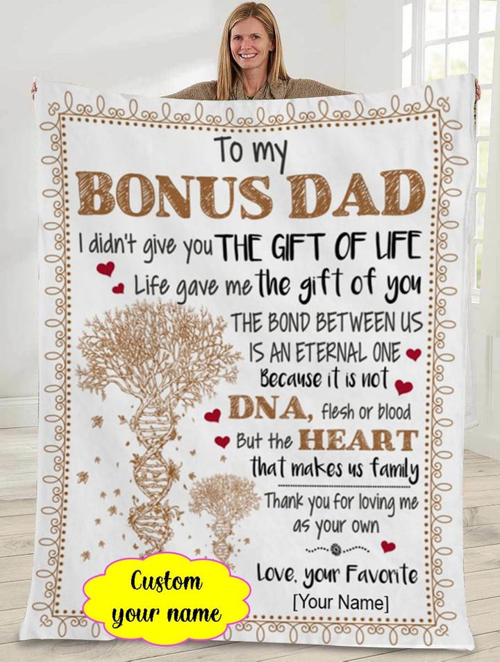 Custom name - Gift for dad - Bonus dad the bond between us - Father's day gifts | Colorful | 3D Print Fleece Blanket |30x40 50x60 60x80inch