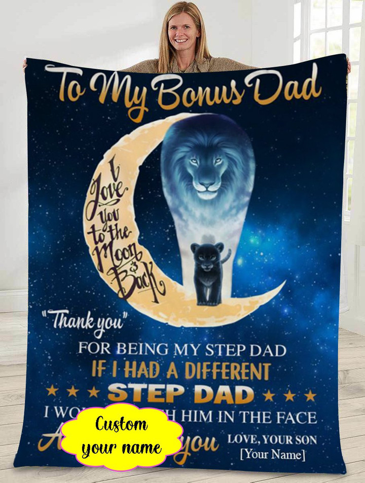 Custom name - Gift for dad - Bonus dad step dad thank you - Father's day gifts | Colorful | 3D Print Fleece Blanket |30x40 50x60 60x80inch