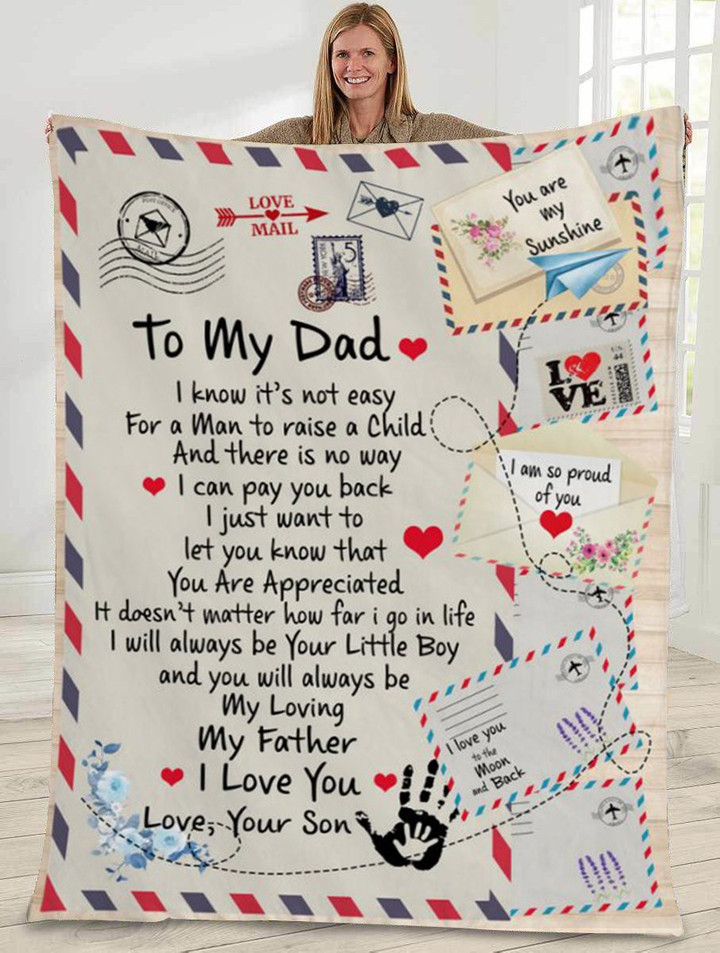 Gift for dad - Mail letter I am so proud of you son - Father's day gifts | Colorful | 3D Print Fleece Blanket |30x40 50x60 60x80inch