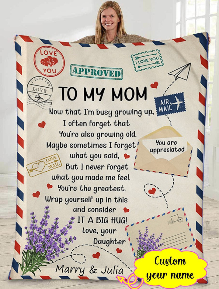 Personalized Mother's day gift - To my mom - Air mail - You are the greatest - Daughter gift to mom 131 - Blanket