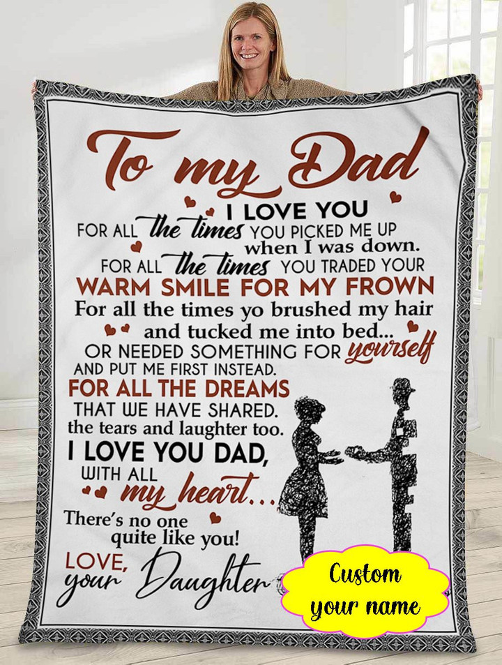 Custom name - Gift for dad - Warm smile for my frown - Father's day gifts | Colorful | 3D Print Fleece Blanket |30x40 50x60 60x80inch