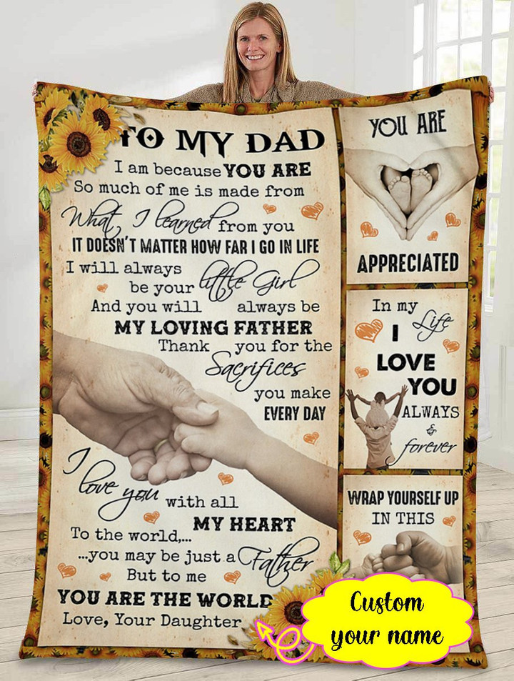 Custom name - Gift for dad - Consider it a big hug - Father's day gifts | Colorful | 3D Print Fleece Blanket |30x40 50x60 60x80inch