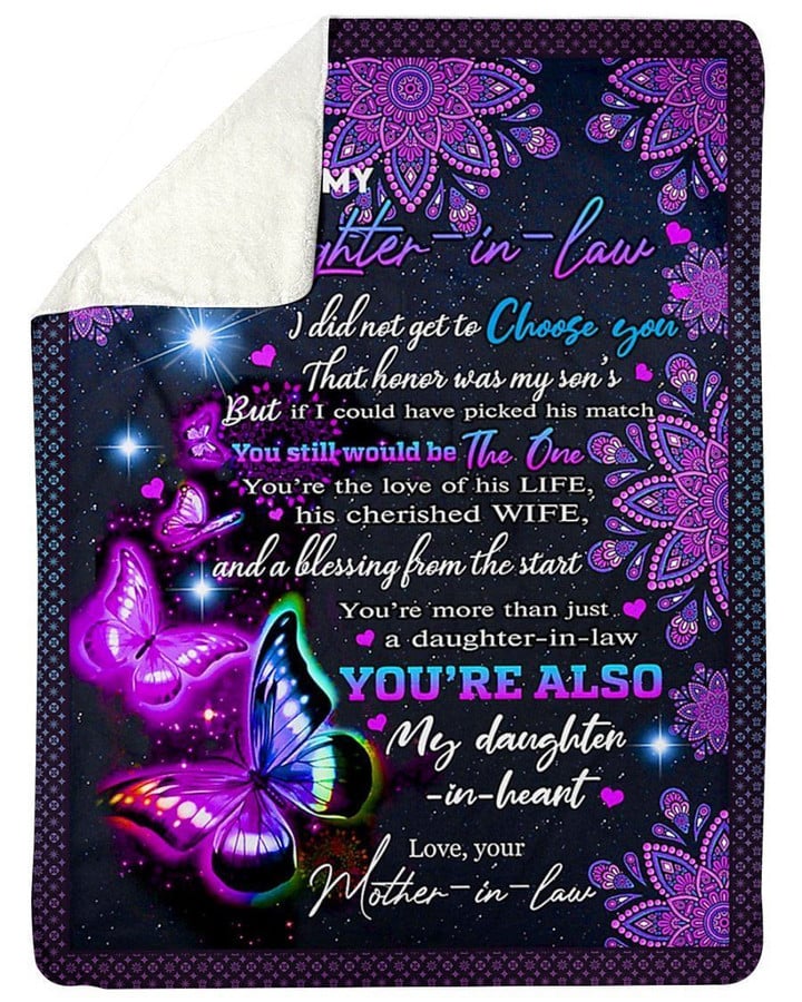 You're Also My Daughter In Heart To Daughter In Law Fleece Blanket Sherpa Blanket