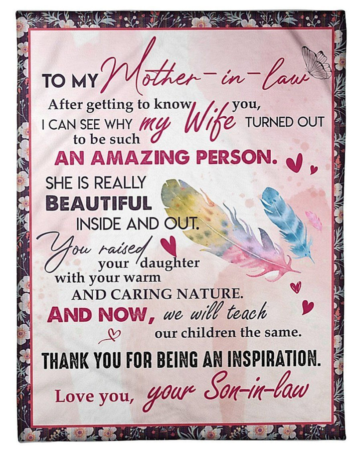 Thanks For Being An Imspiration To Mother In Law Fleece Blanket Fleece Blanket