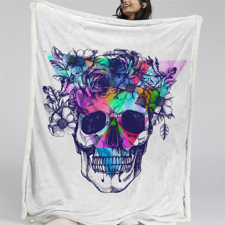 Skull Themed Sherpa Fleece Blanket
