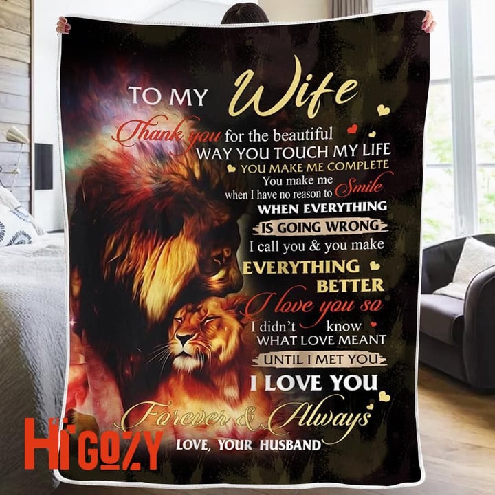 Gift For Valentine's Day To my wife thank you for the beautiful way you touch my life fleece blanket gift ideas for wife from Husband