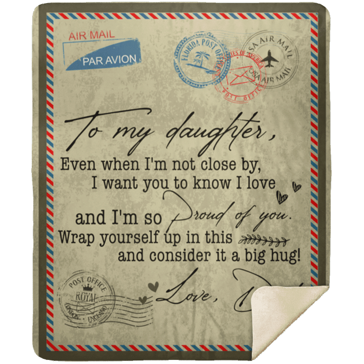 Viticstore™ Nice Airmail From Dad To Daughter - With Love ultra-soft fleece blanket gift for daughter airmail letter blanket fleece blanket gift ideas unique gifts